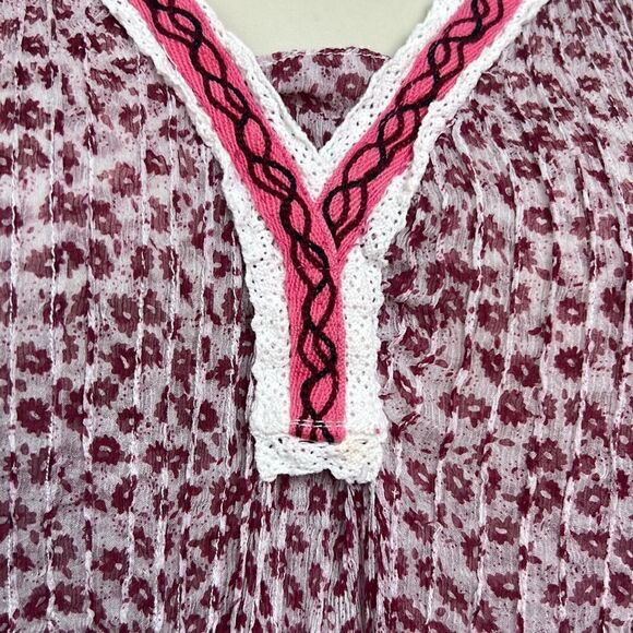 Poupette St Barth silk print layered top mini dress in Pink size small EUC - Picture 6 of 16